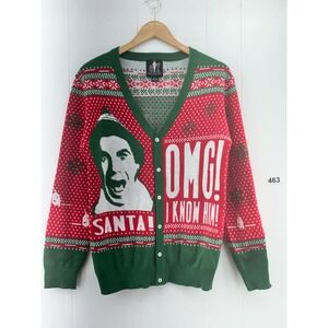 Elf Movie Buddy the Elf OMG I Know Him Christmas Cardigan Sweater Mens Medium